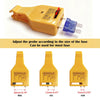Yellow automotive fuse tester and puller tool showing different sizes for fuses