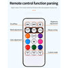 A smartphone screen displays a remote control function parsing interface with various mode and color adjustment buttons.
