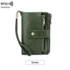 Vintage RFID-Blocking Triple-Fold Wallet with Double Zipper