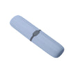 A light blue, cylindrical dust-proof toothbrush travel case with a dark gray opening.