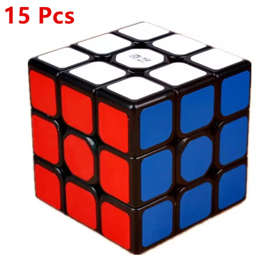 A black and white magnetic puzzle cube with 15 pieces.