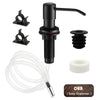 Black stainless steel liquid soap dispenser with an extension tube and foam disc