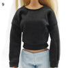 A black long-sleeved sweatshirt top for a fashion doll.