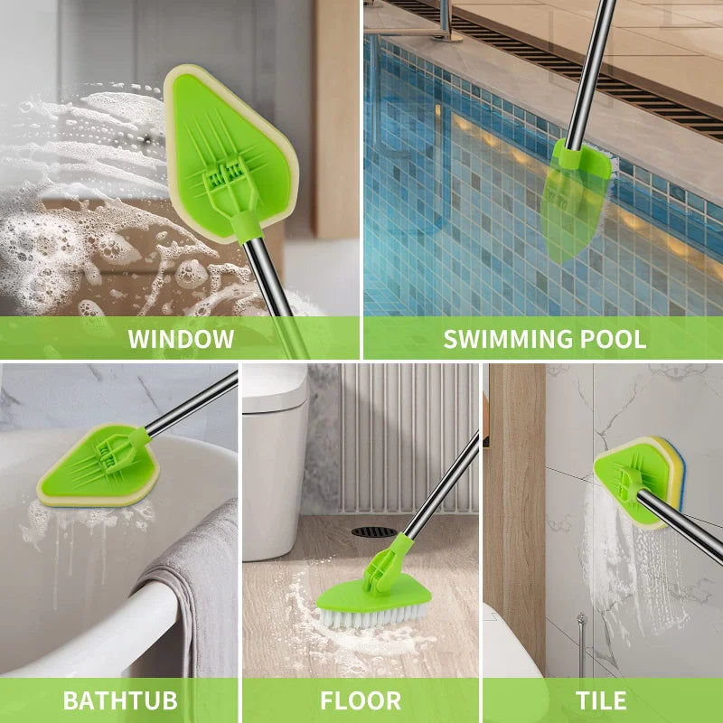 Adjustable Telescopic Cleaning Brush with Interchangeable Heads