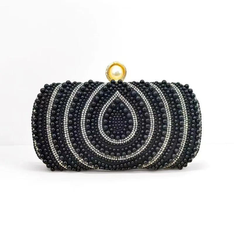 Luxury Pearl And Crystal Evening Clutch Purse