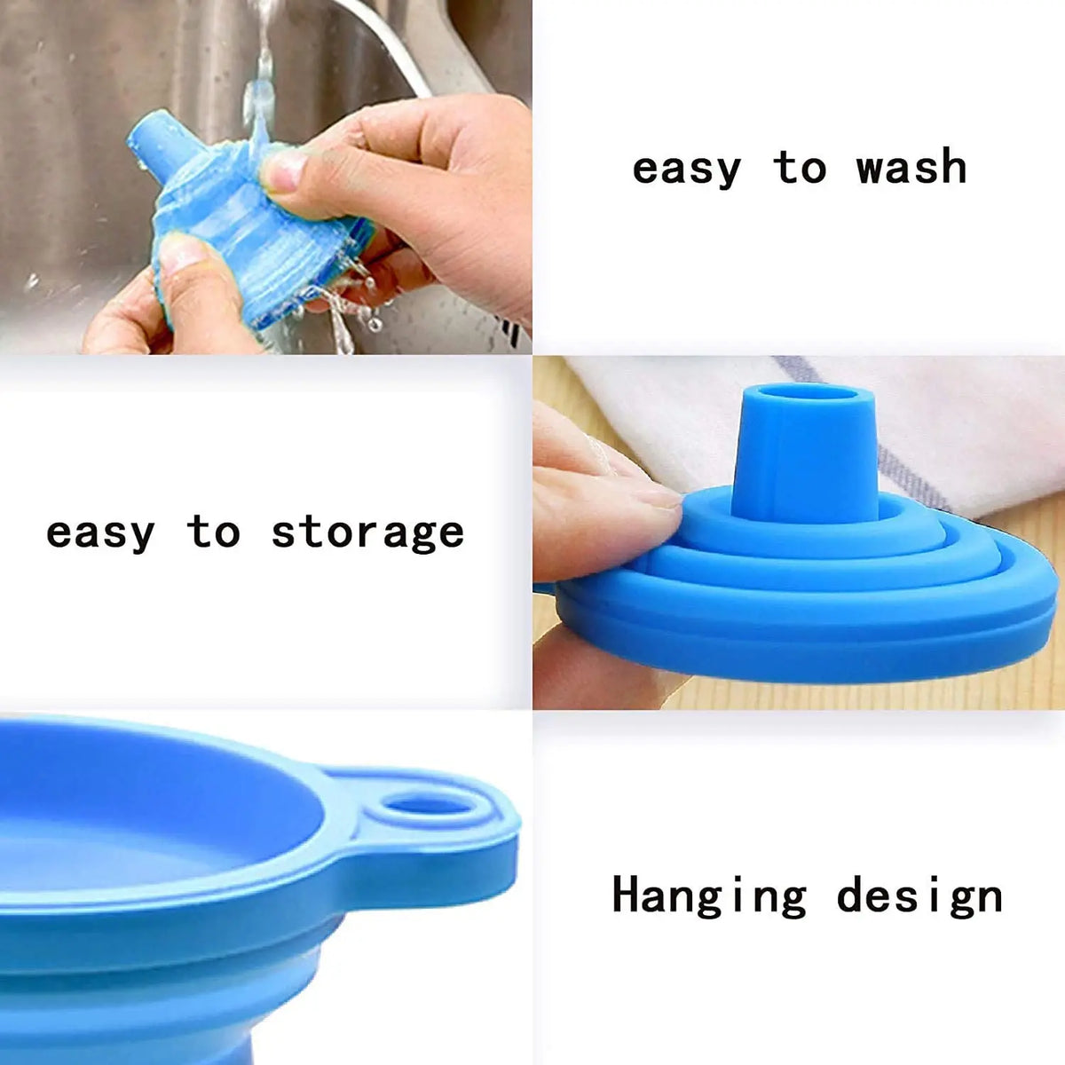 Collapsible Silicone Funnel for Engine Oil and Washer Fluid