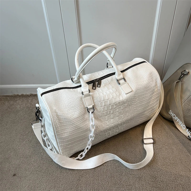 Crocodile Grain Large Capacity Travel Duffle Bag
