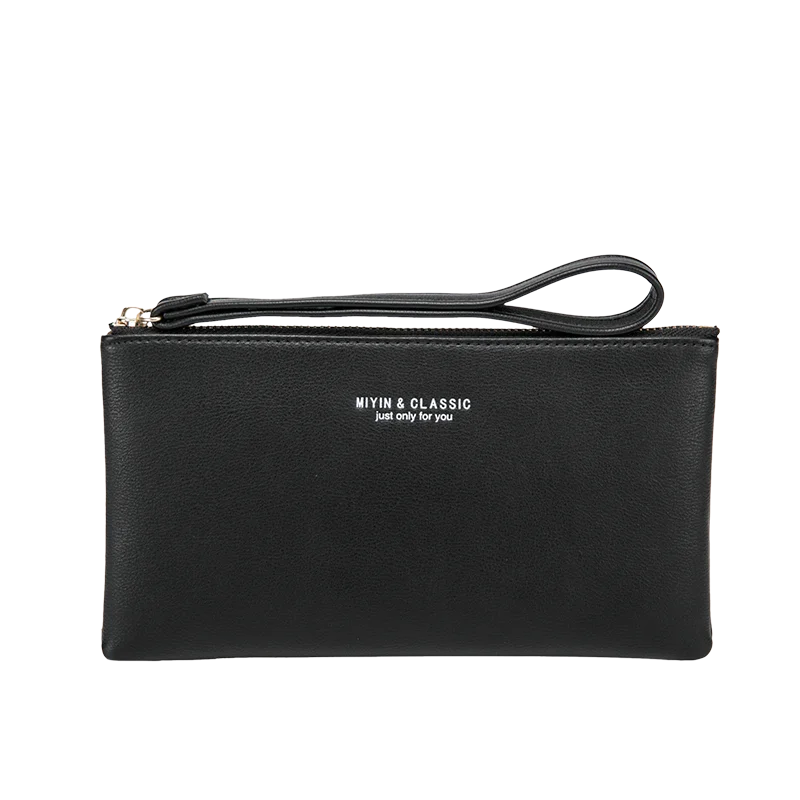 Slim PU Leather Zip-Around Wallet with Card and Phone Pockets