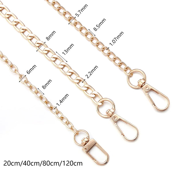 Goldfarbener verstellbarer Metallkettenriemen für Taschen mit verschiedenen Längen