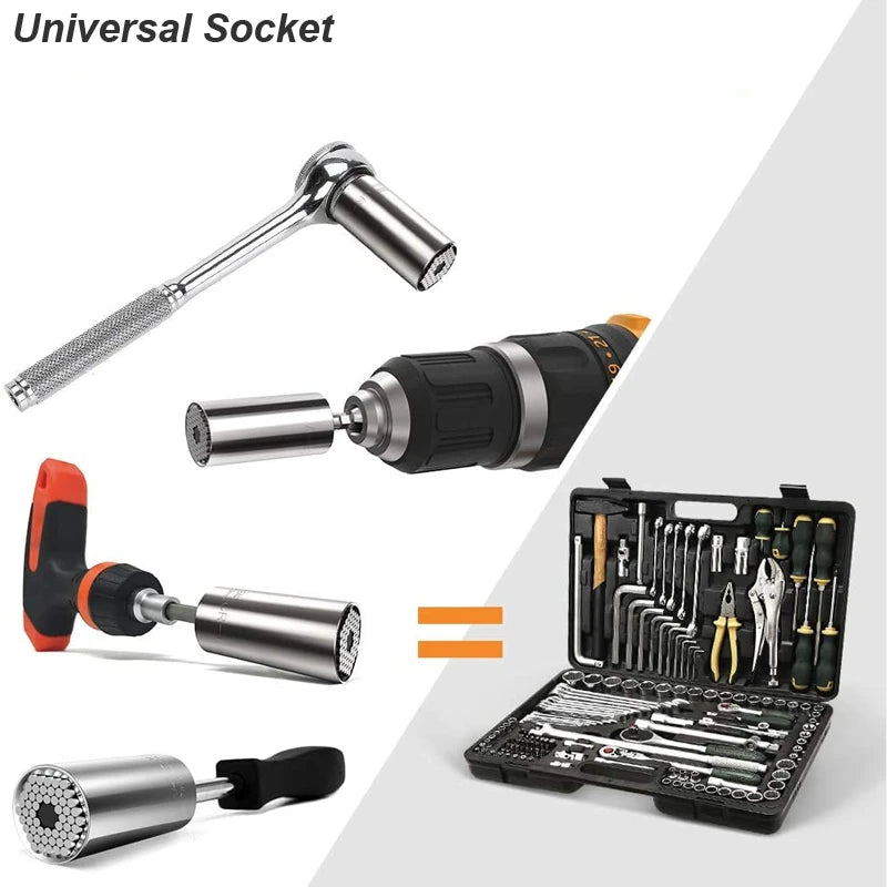 Universal Socket Wrench Adapter with Drill Attachment