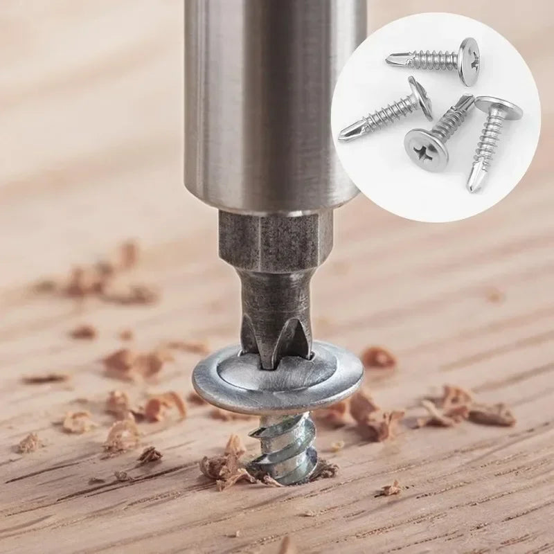 410 Stainless Steel Self-Tapping Screws with Truss Head (100-Pack)