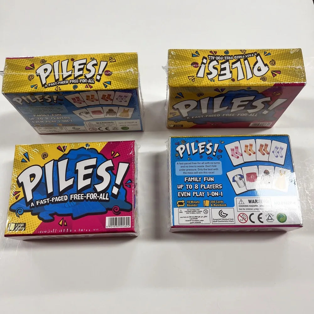 Three boxes of piles fast-paced free-for-all poker cards for a family game night