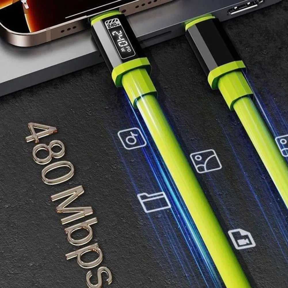 240W High-Speed USB-C Fast Charging Cable with Silicone Body