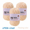 Three skeins of pink Milk cot yarn with a floating color effect for knitting and crochet