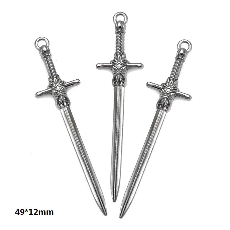 A set of 16 gun-shaped charms for DIY jewelry making in silver metal.