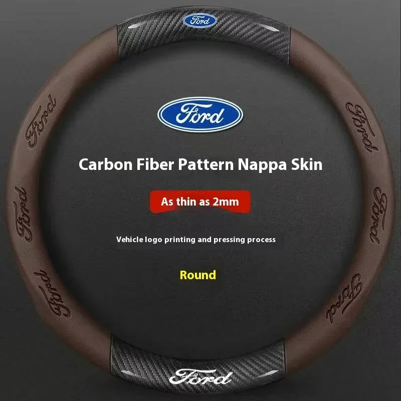 Carbon Fiber Steering Wheel Cover for Ford Models