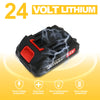 A black lithium battery pack for a cordless grass trimmer and edger, showing various safety protections.