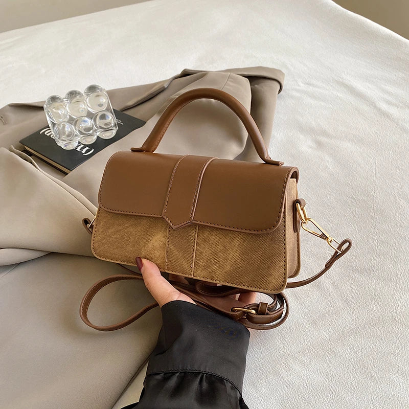 Vintage-Style PU Leather Crossbody Bag
