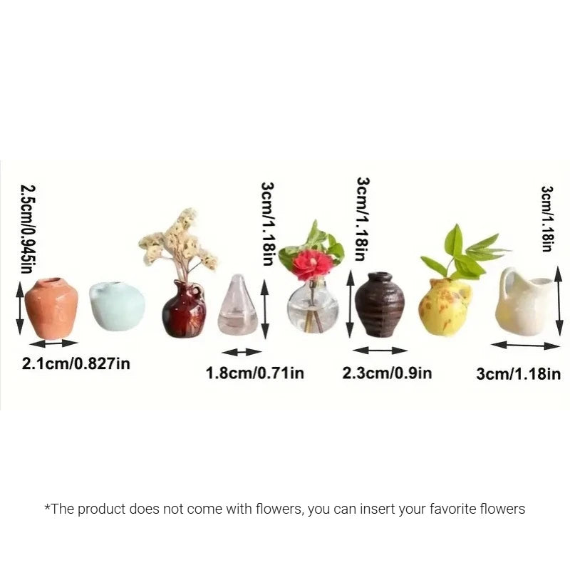 Mini Ceramic Vase Fridge Magnet with Artificial Flower Holder