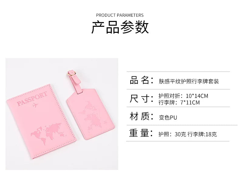Map Pattern Passport Cover and Luggage Tag Set