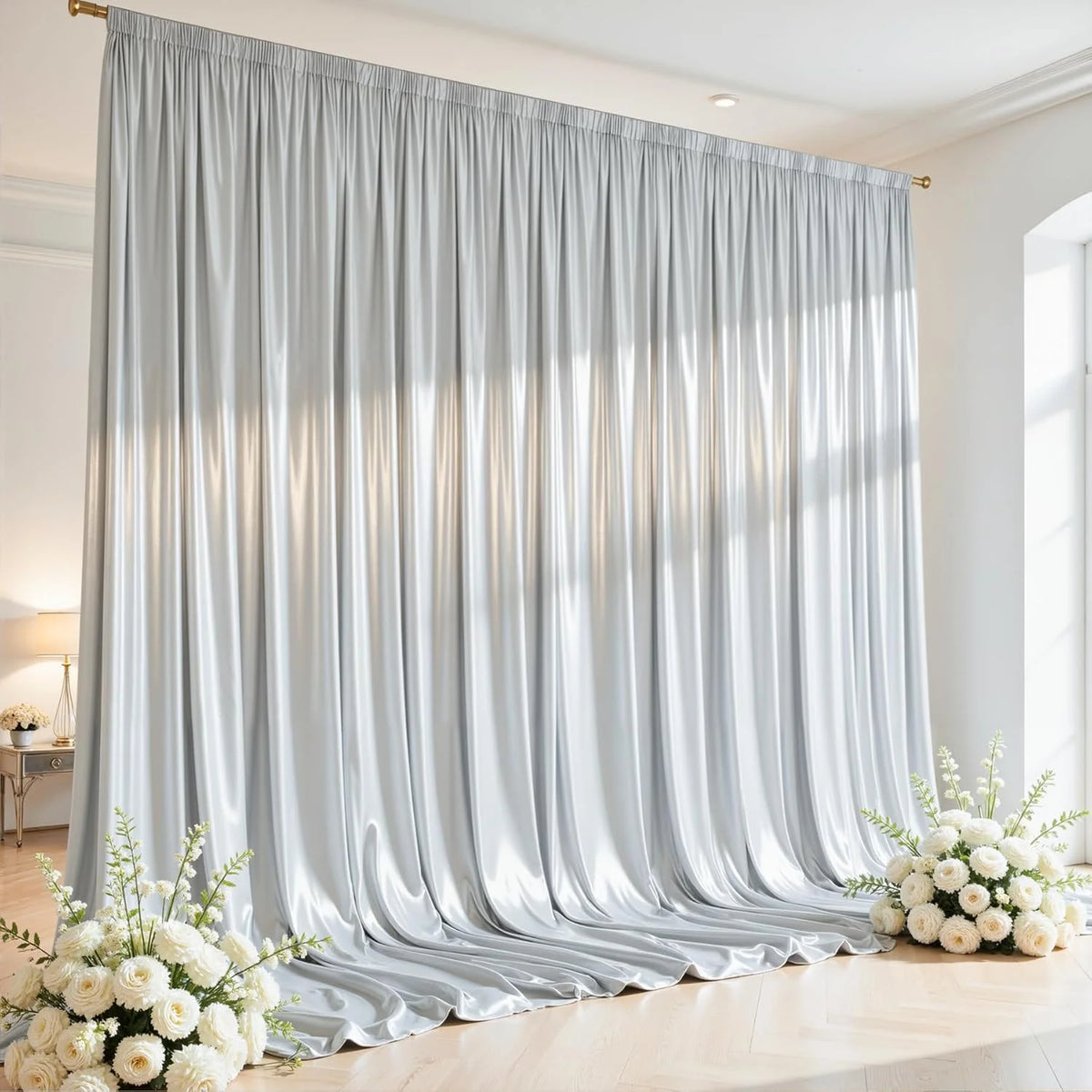 Shimmering Satin Backdrop Curtain Panels