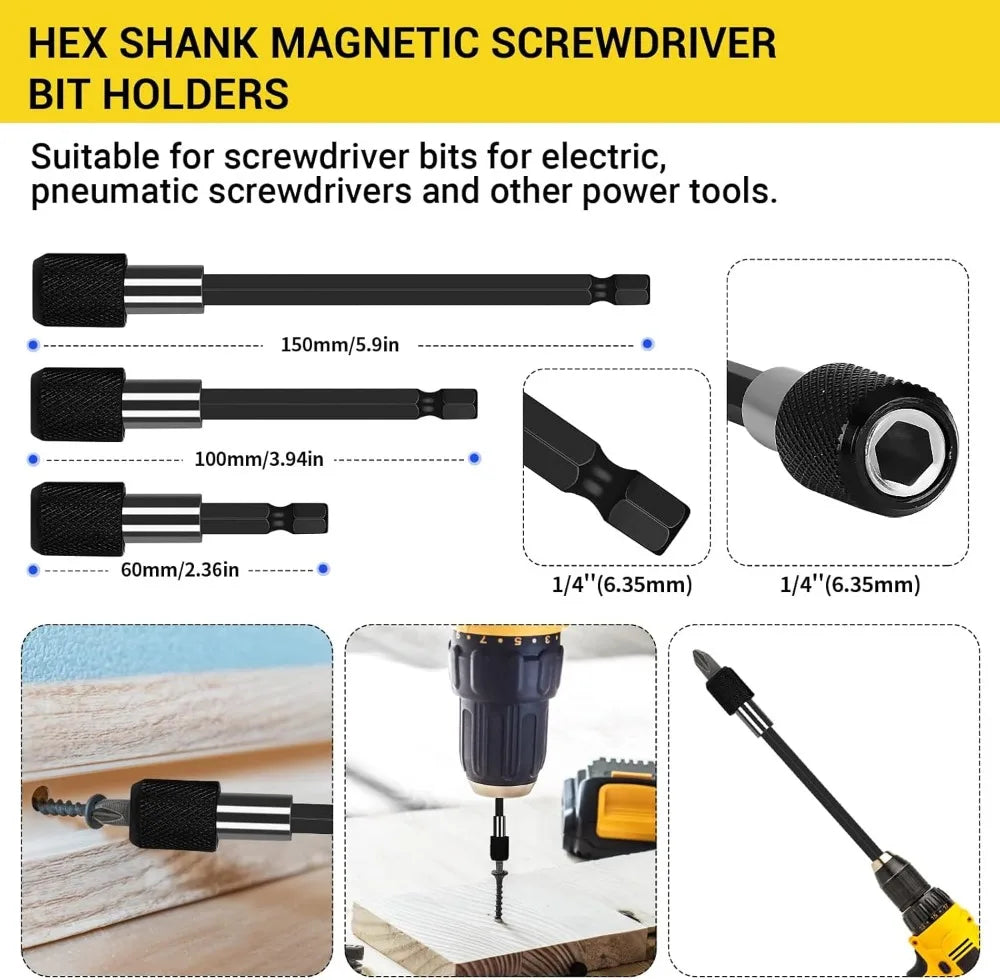 Flexible Right Angle Drill Bit Extension Set with Universal Socket Adapter