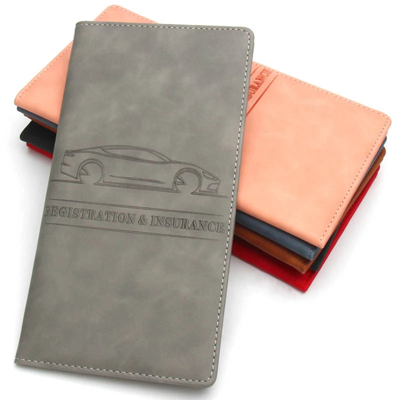 Premium PU Leather Car Document Organizer with Card Slots