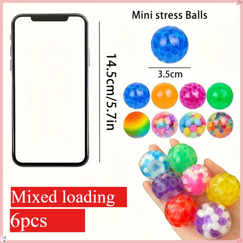 Mini Squishy Stress Balls Set - 6 Pack