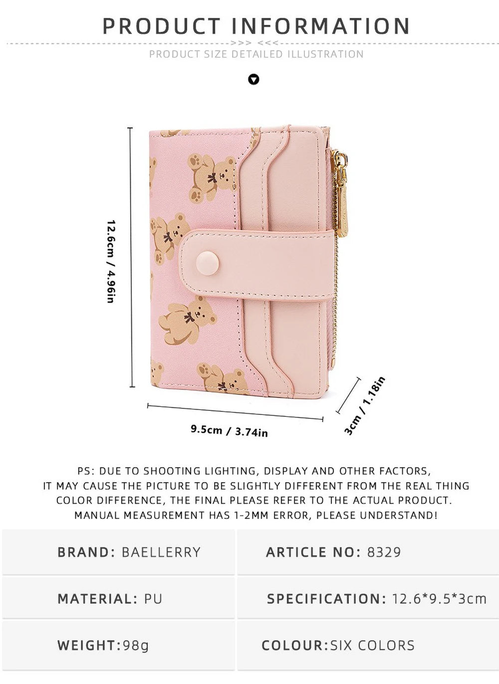 Compact PU Leather Wallet for Women with Card Slots and Coin Pocket