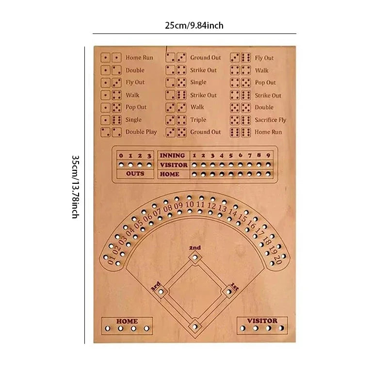 Wooden Baseball Dice Board Game
