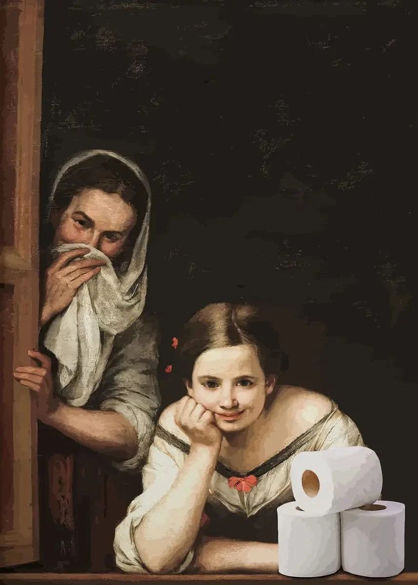Mona Lisa Funny Bathroom Wall Art Canvas Print