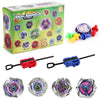 Metal Assemble Gyro spinning top battle set with launchers and various colored tops