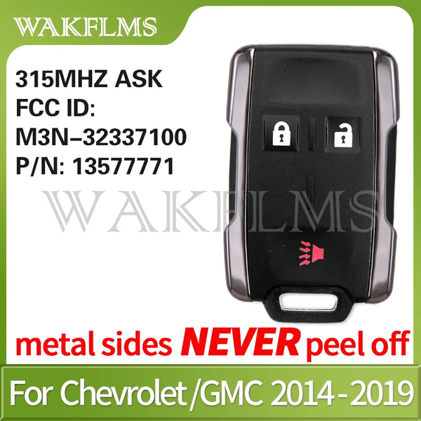Clé à distance ASK noire pour camions Chevrolet/GMC, modèle M3N-32337100.