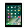 A close-up view of an iPad Pro screen with a clear tempered glass protector applied.