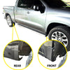 Close-up view of rear and front mud flap delete covers for a Chevrolet Silverado 1500 truck.
