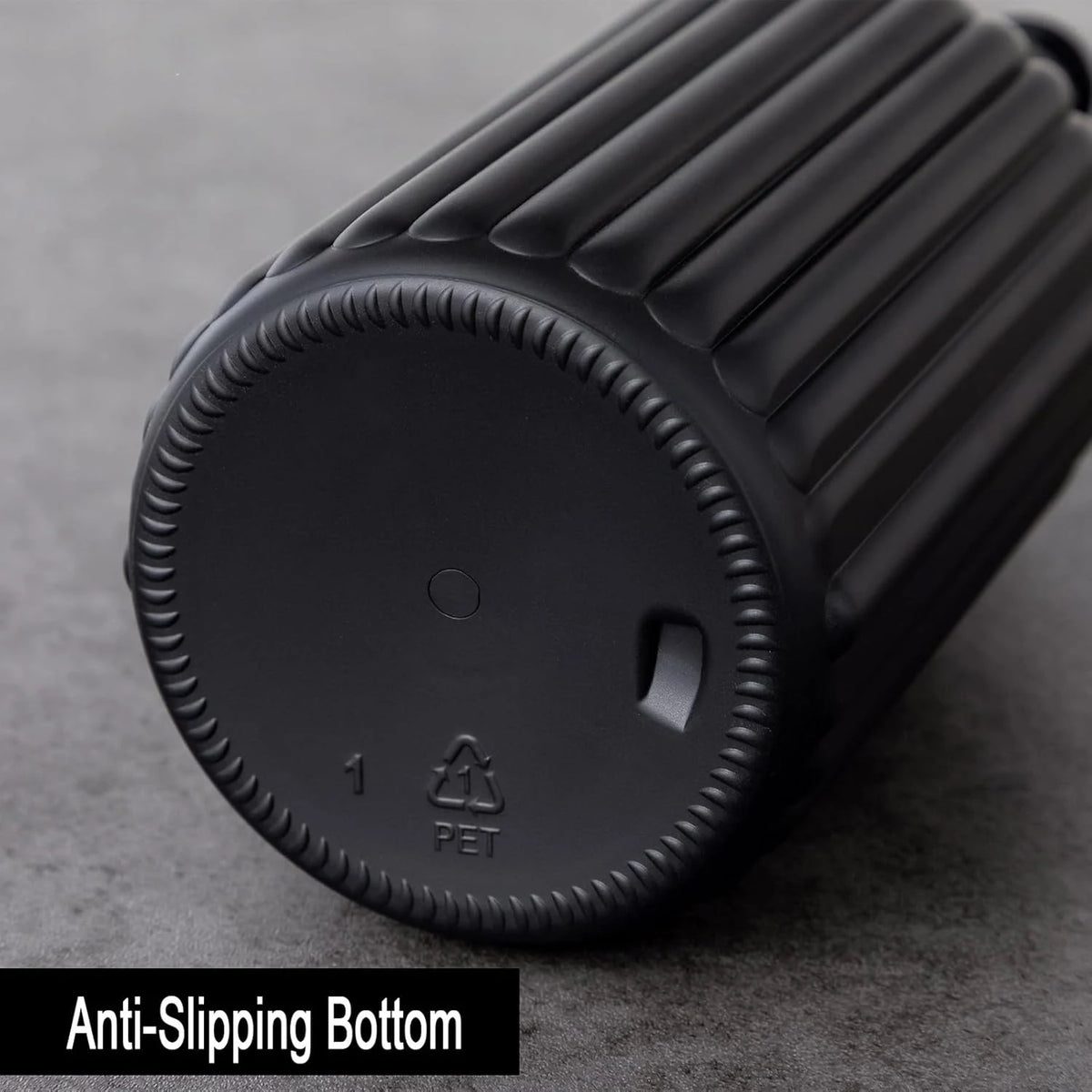 Black cylindrical bathroom organizer with anti-slipping bottom for soap, cotton, and toothbrush storage