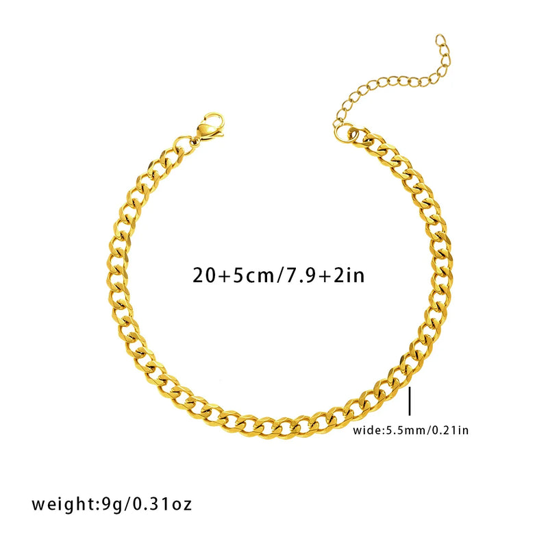 14K Gold-Plated Stainless Steel Cuban Link Anklet