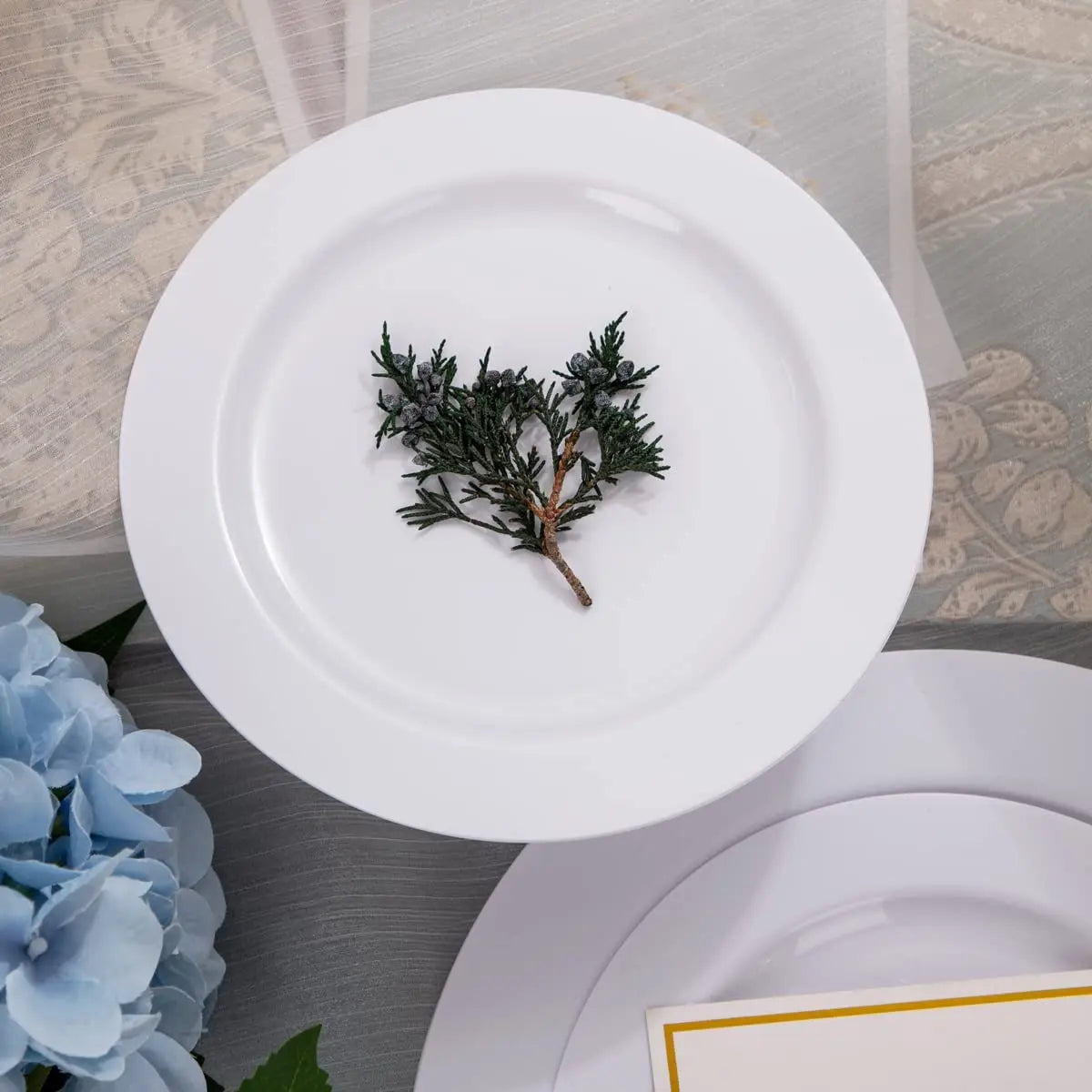 Elegant White Plastic Plates with Gold Rim