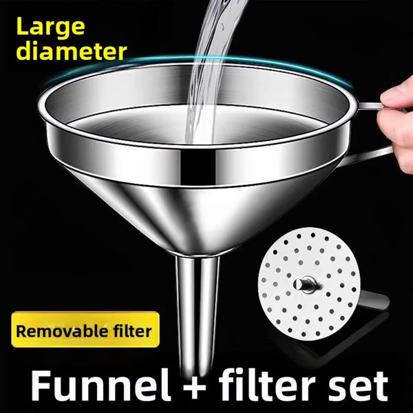 Pelle et filtre en acier inoxydable utilisés pour verser un liquide