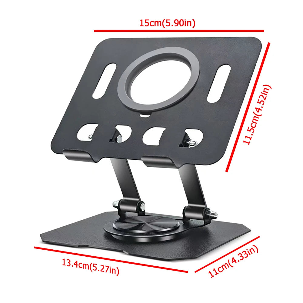Black adjustable tablet stand with multiple slots for phones and tablets