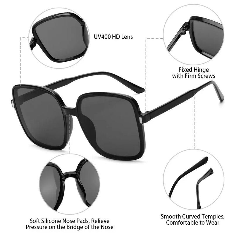 Oversized Quadratische Sonnenbrille mit UV400-Schutz