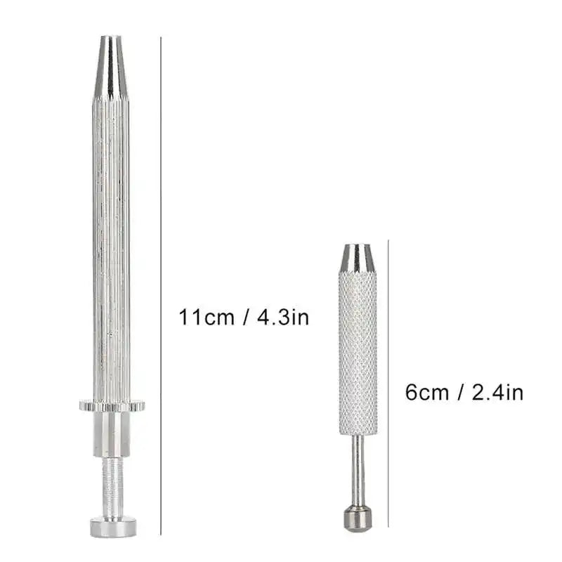 A pair of precision 4-claw pick-up tools for jewelry making and crafting, shown in a vertical orientation.