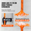 Close-up of a bright orange high tensile strength rope with frayed ends demonstrating its breaking strength.