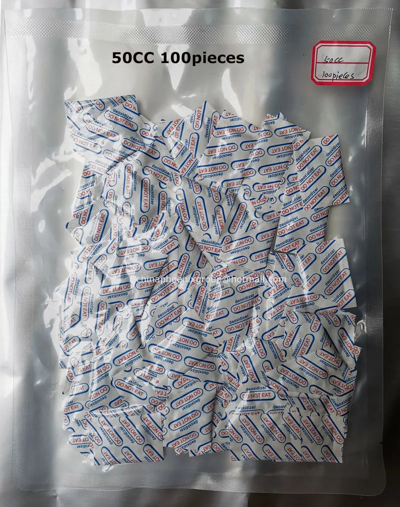 50 count package of food grade oxygen absorbers for long-term dry food storage