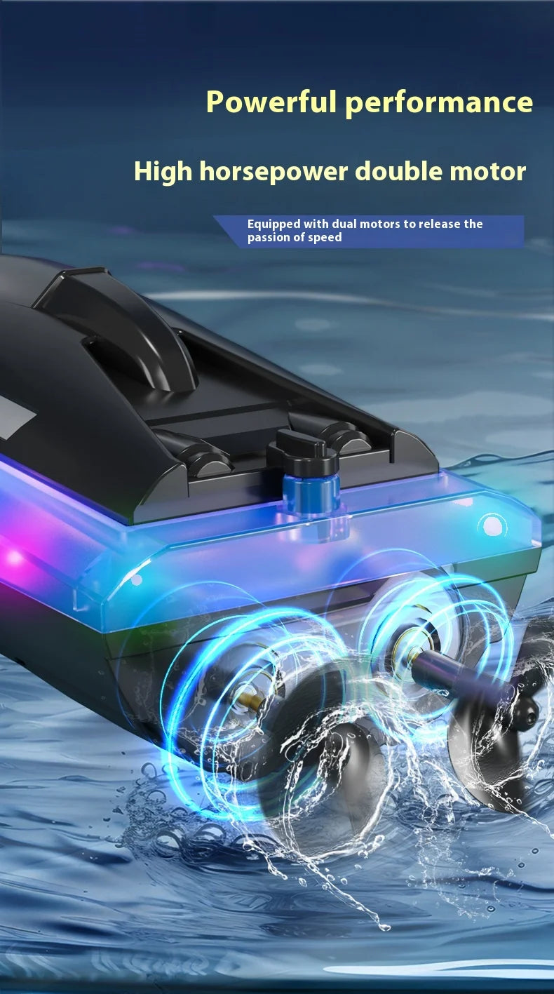 High-Speed Remote Control Speedboat with Double Propellers