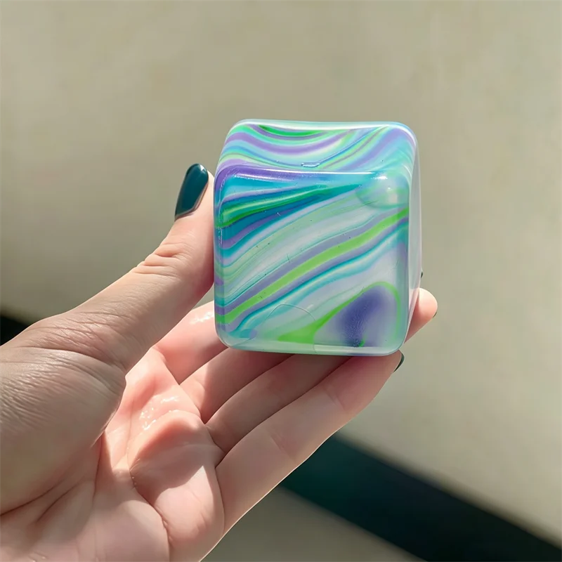 Squishy Stress Relief Cube with Soothing Swirl Design