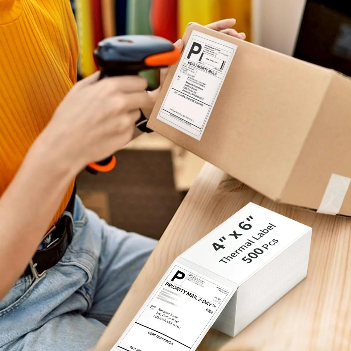 4x6 Inch Thermal Shipping Labels for Barcode and Address Printing