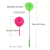 Adjustable diameter microfiber ceiling fan duster with a green fluffy head and pink handle