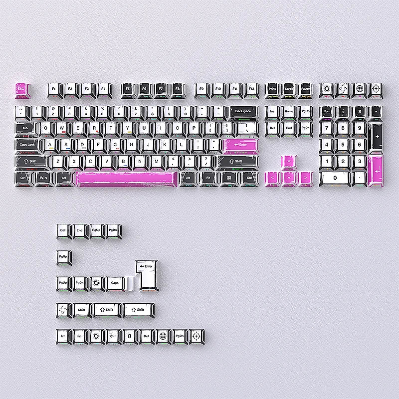 Comic Style Colorful Keycap Set – 136 Keys, Classic Minimalist Design