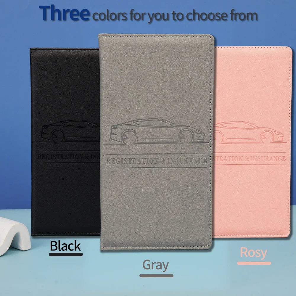 Car Registration & Insurance Card Holder – Leather Document Organizer for Glove Box